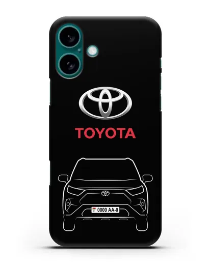 Чехол Toyota RAV4 с автомобильным номером силиконовый для iPhone 16 Plus