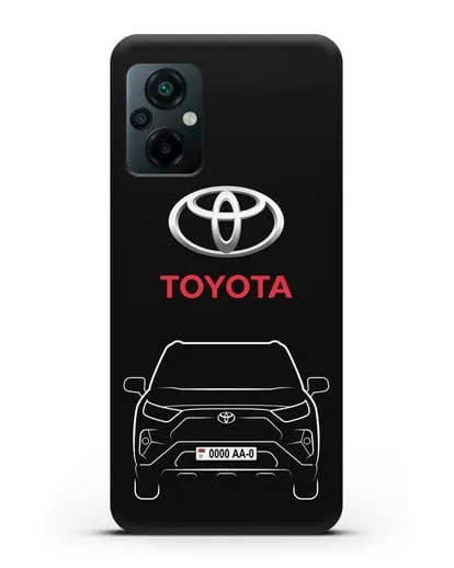 Чехол Toyota RAV4 с автомобильным номером силиконовый для Xiaomi Poco M5