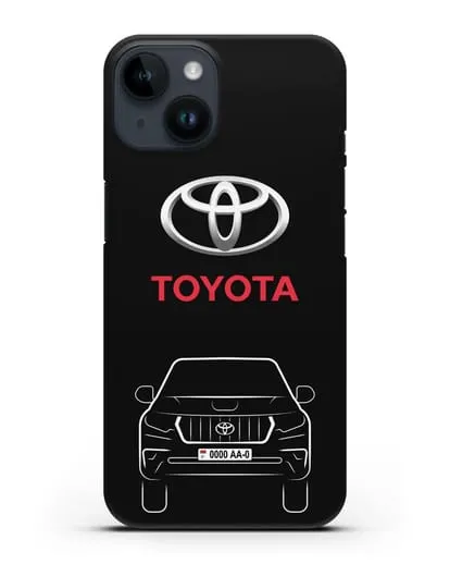 Чехол Toyota Land Cruiser Prado с автомобильным номером силиконовый для iPhone 14