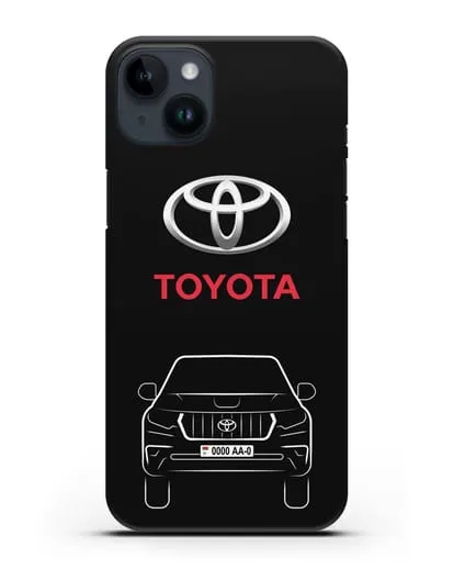 Чехол Toyota Land Cruiser Prado с автомобильным номером силиконовый для iPhone 14 Plus