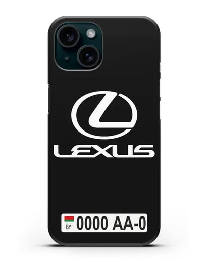 Чехол Lexus с автомобильным номером силиконовый для iPhone 15