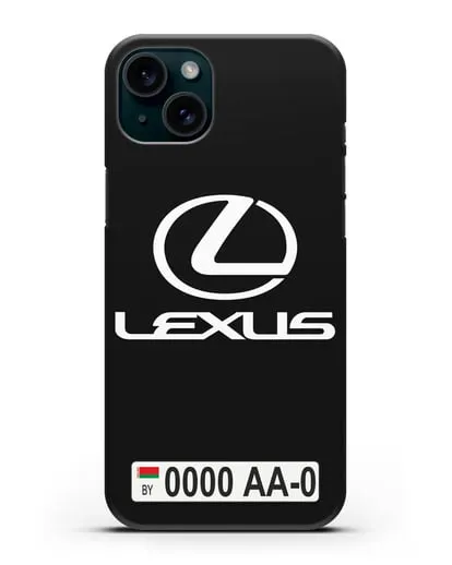 Чехол Lexus с автомобильным номером силиконовый для iPhone 15 Plus