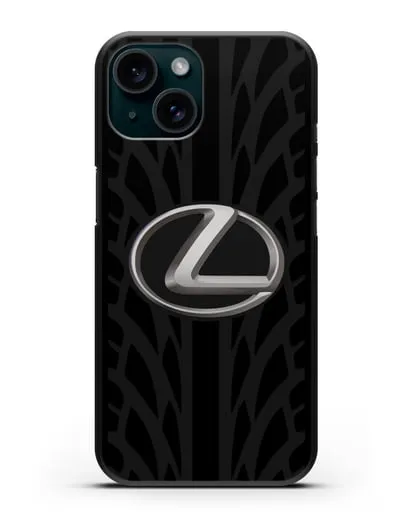 Чехол с логотипом Lexus с протектором шин силиконовый для iPhone 15