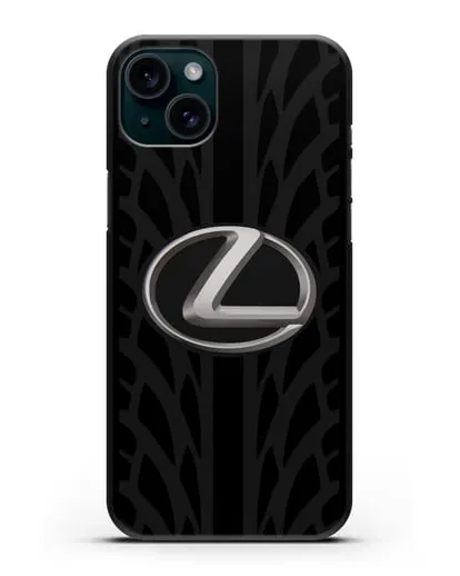 Чехол с логотипом Lexus с протектором шин силиконовый для iPhone 15 Plus