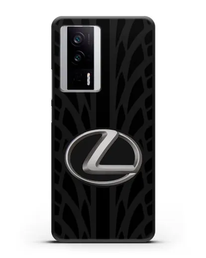 Чехол с логотипом Lexus с протектором шин силиконовый для Xiaomi Poco F5 Pro