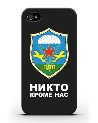 Чехол с надписью Никто кроме нас и гербом ВДВ силиконовый для iPhone 4/4s