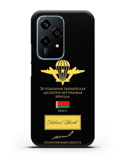Именной чехол с гербом ВДВ 38-я гв. ОДШБр и подписью Маргелова В.Ф. силиконовый для Honor 200 Lite