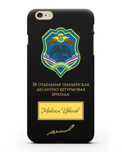 Именной чехол с гербом 38-й гв. ОДШБр и подписью Маргелова В.Ф. силиконовый для iPhone 6 Plus