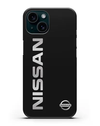 Чехол с надписью Nissan и логотипом силиконовый для iPhone 15