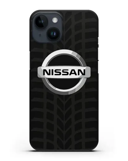 Чехол с логотипом Nissan с протектором шин силиконовый для iPhone 14