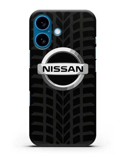 Чехол с логотипом Nissan с протектором шин силиконовый для iPhone 16