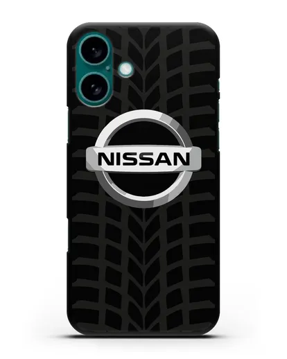 Чехол с логотипом Nissan с протектором шин силиконовый для iPhone 16 Plus