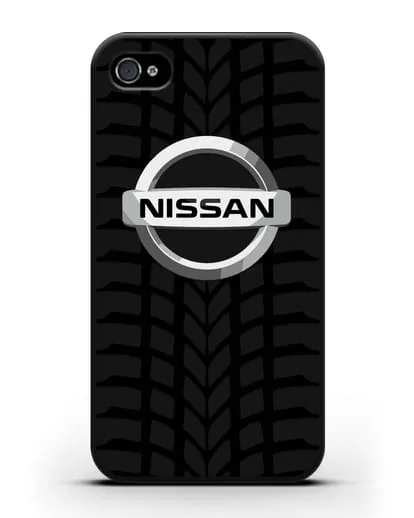 Чехол с логотипом Nissan с протектором шин силиконовый для iPhone 4/4s