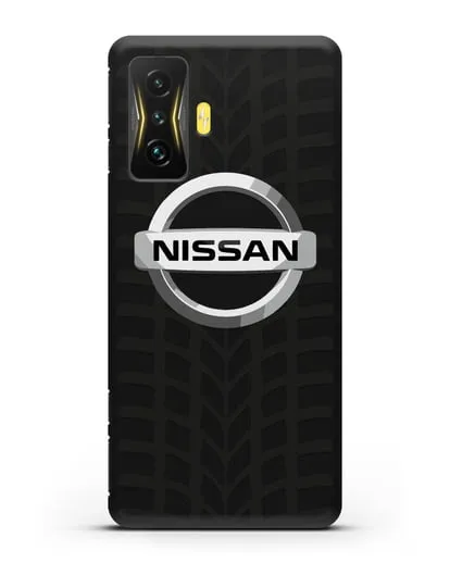Чехол с логотипом Nissan с протектором шин силиконовый для Xiaomi Poco F4 GT