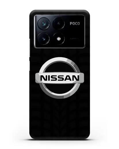 Чехол с логотипом Nissan с протектором шин силиконовый для Xiaomi Poco X6 Pro