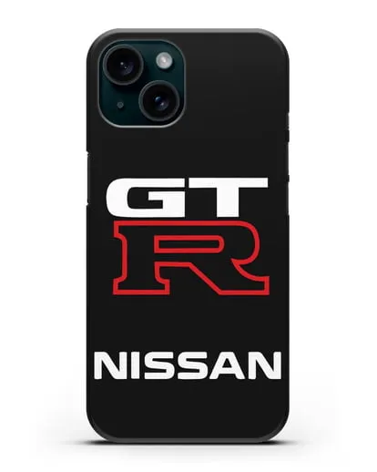 Чехол с надписью Nissan GTR силиконовый для iPhone 15