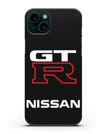 Чехол с надписью Nissan GTR силиконовый для iPhone 15 Plus