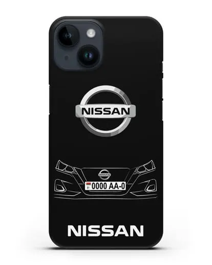 Чехол Nissan с автомобильным номером силиконовый для iPhone 14