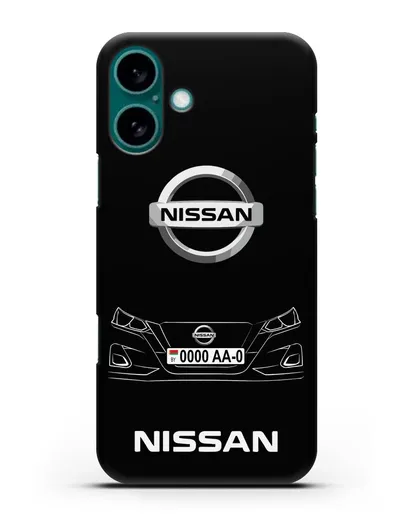 Чехол Nissan с автомобильным номером силиконовый для iPhone 16 Plus