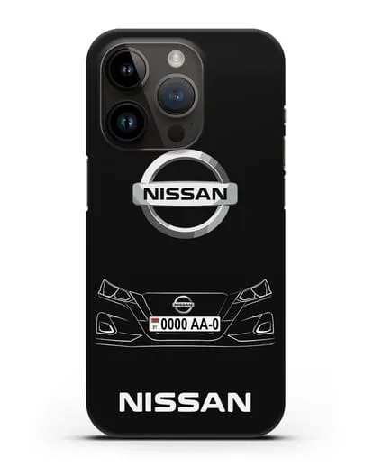 Чехол Nissan с номерным знаком силиконовый для iPhone 14 Pro