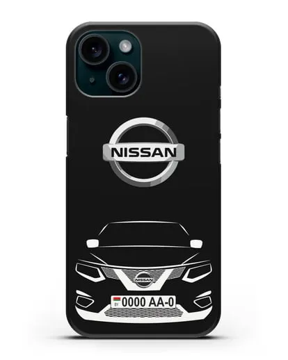Чехол Nissan с номерным знаком силиконовый для iPhone 15