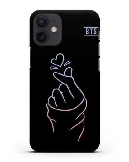 Чехол BTS с иллюстрацией руки и сердца силиконовый для iPhone 12 mini