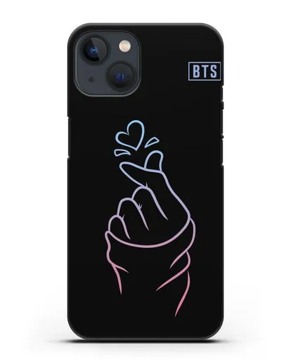 Чехол BTS с иллюстрацией руки и сердца силиконовый для iPhone 13 Mini