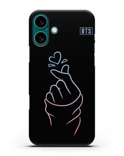 Чехол BTS с иллюстрацией руки и сердца силиконовый для iPhone 16 Plus