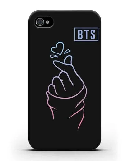 Чехол BTS с иллюстрацией руки и сердца силиконовый для iPhone 4/4s