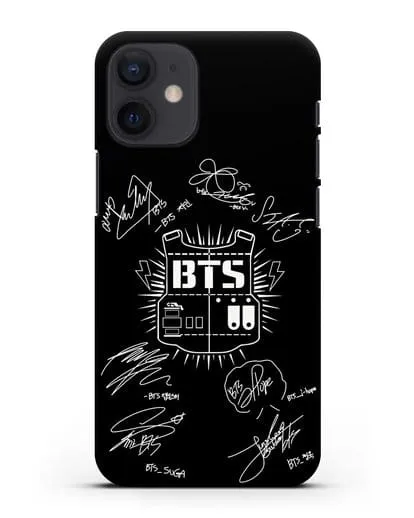 Чехол BTS Army с автографами участников группы силиконовый для iPhone 12 mini