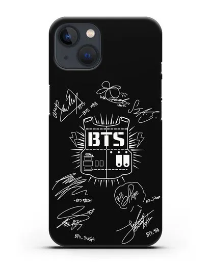 Чехол BTS Army с автографами участников группы силиконовый для iPhone 13