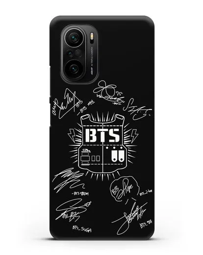Чехол BTS Army с автографами участников группы силиконовый для Xiaomi Poco F3
