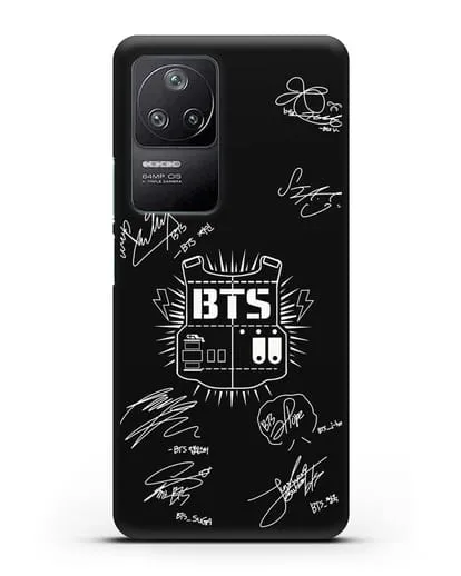 Чехол BTS Army с автографами участников группы силиконовый для Xiaomi Poco F4