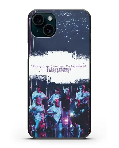 Чехол с фотографией группы BTS силиконовый для iPhone 15 Plus