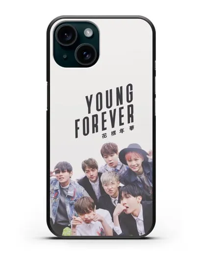 Чехол с картинкой BTS. Young Forever силиконовый для iPhone 15