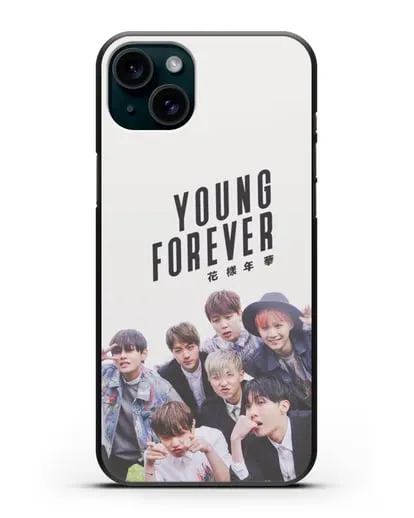 Чехол с картинкой BTS. Young Forever силиконовый для iPhone 15 Plus
