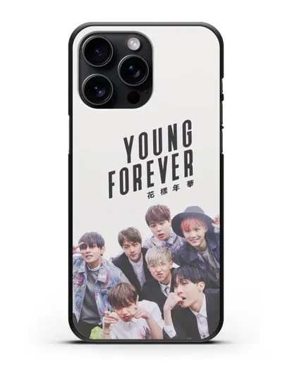 Чехол с картинкой BTS. Young Forever силиконовый для iPhone 15 Pro Max