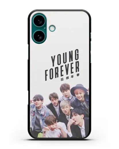 Чехол с картинкой BTS. Young Forever силиконовый для iPhone 16 Plus