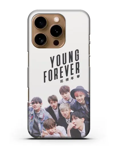 Чехол с картинкой BTS. Young Forever силиконовый для iPhone 16 Pro