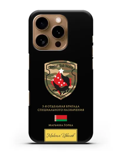 Именной чехол с гербом 5-я ОБрСпН Марьина Горка силиконовый для iPhone 16 Pro
