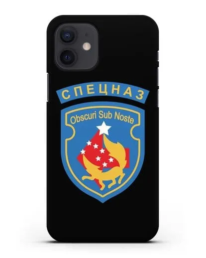 Чехол с надписью Спецназ и шевроном 5-я ОБрСпН синий цвет силиконовый для iPhone 12