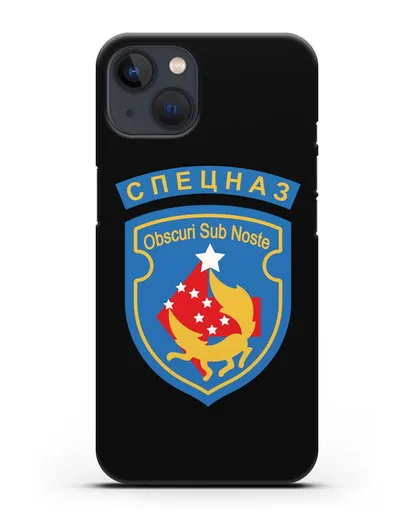 Чехол с надписью Спецназ и шевроном 5-я ОБрСпН синий цвет силиконовый для iPhone 13