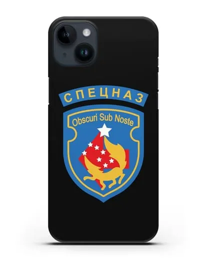 Чехол с надписью Спецназ и шевроном 5-я ОБрСпН синий цвет силиконовый для iPhone 14 Plus