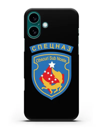 Чехол с надписью Спецназ и шевроном 5-я ОБрСпН синий цвет силиконовый для iPhone 16 Plus