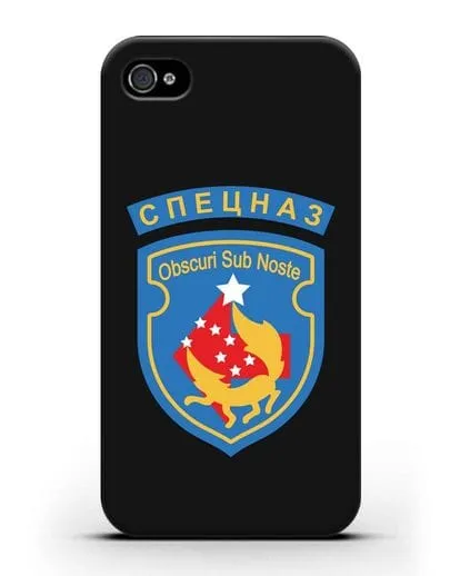 Чехол с надписью Спецназ и шевроном 5-я ОБрСпН синий цвет силиконовый для iPhone 4/4s