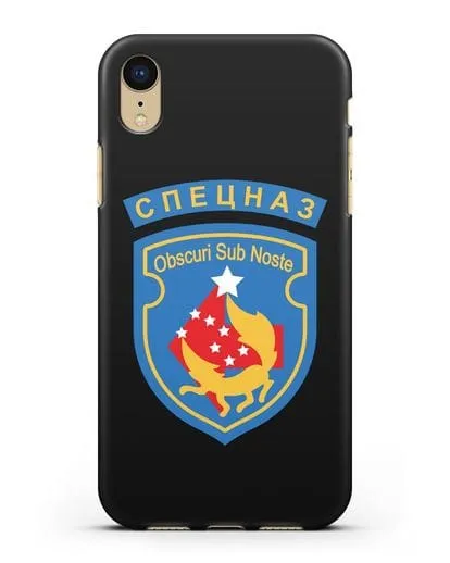 Чехол с надписью Спецназ и шевроном 5-я ОБрСпН синий цвет силиконовый для iPhone XR