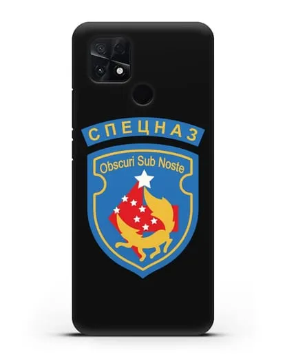 Чехол с надписью Спецназ и шевроном 5-я ОБрСпН синий цвет силиконовый для Xiaomi Poco C40