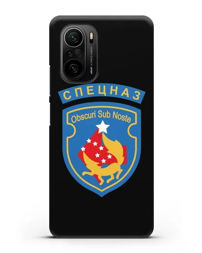 Чехол с надписью Спецназ и шевроном 5-я ОБрСпН синий цвет силиконовый для Xiaomi Poco F3 Pro