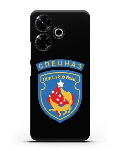 Чехол с надписью Спецназ и шевроном 5-я ОБрСпН синий цвет силиконовый для Xiaomi Poco M6
