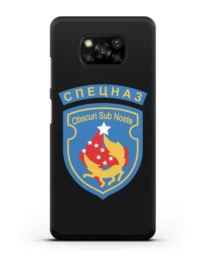 Чехол с надписью Спецназ и шевроном 5-я ОБрСпН синий цвет силиконовый для Xiaomi Poco X3